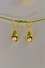 Orecchini in ceramica dipinta oro 24k e perle