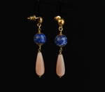 Orecchini con pietra di luna e lapislazzuli dipinto oro 24k