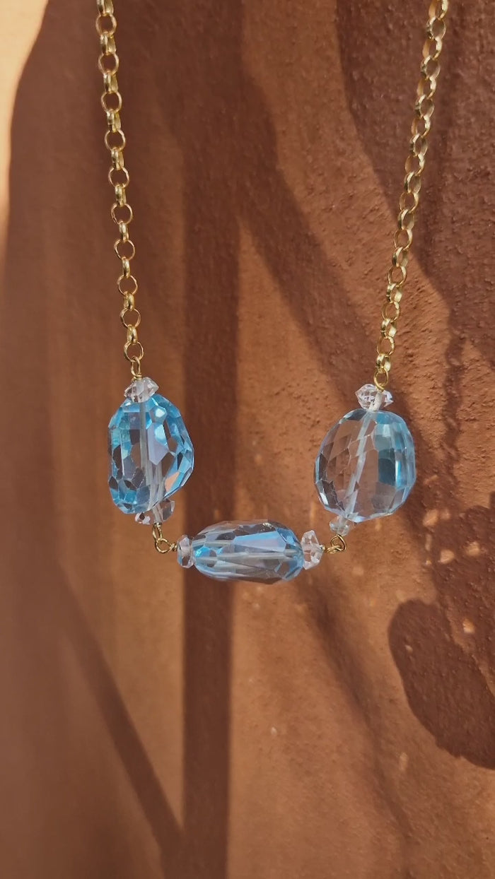 Girocollo di topazio e diamante di Herkimer