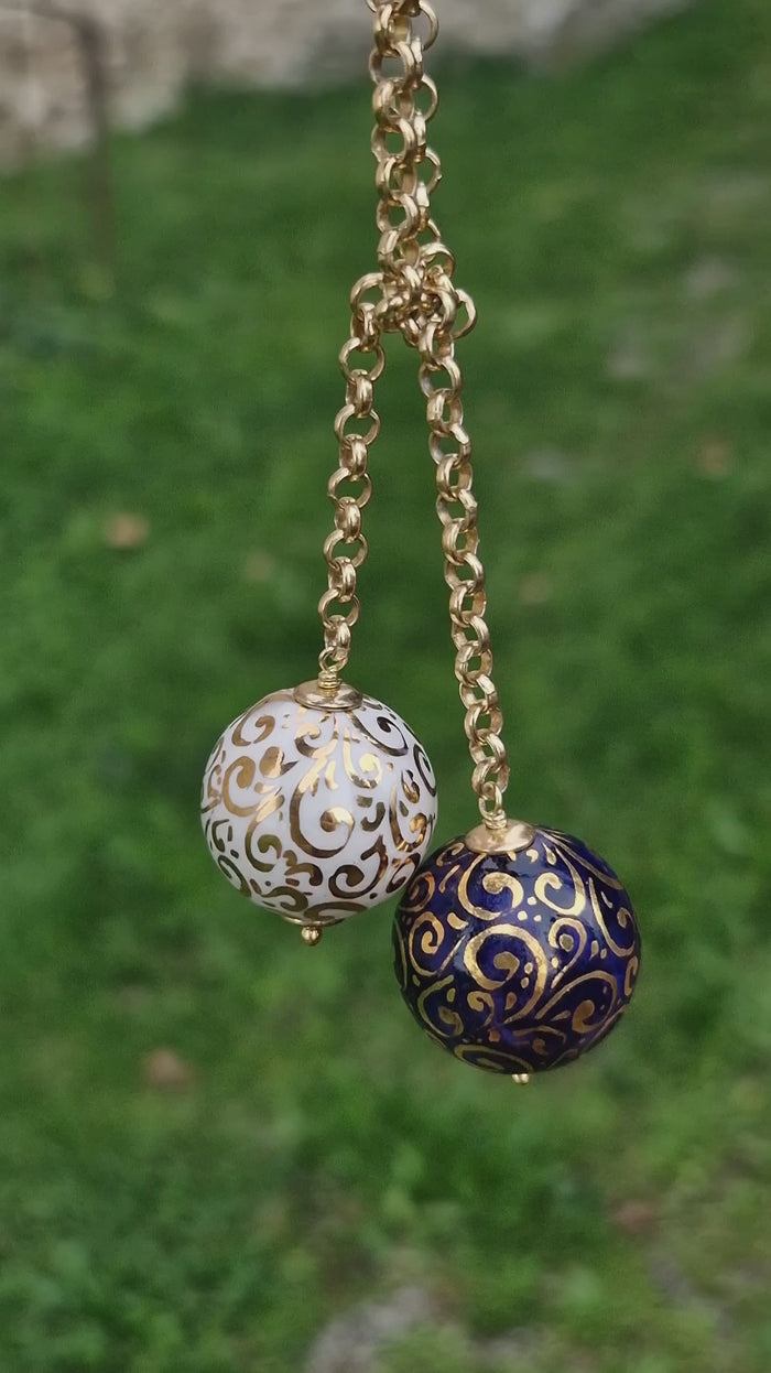 Collana trasformabile con ceramica dipinta oro zecchino