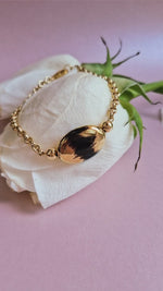 Women's bracelet with onyx hand painted 24k gold
