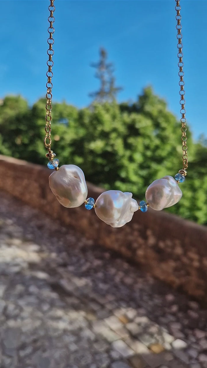 Collana topazio e perle barocche