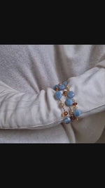 Bracciale multifilo con acquamarina e quarzo citrino