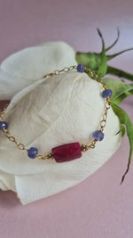 Bracciale in argento 925 con rubino e tanzanite