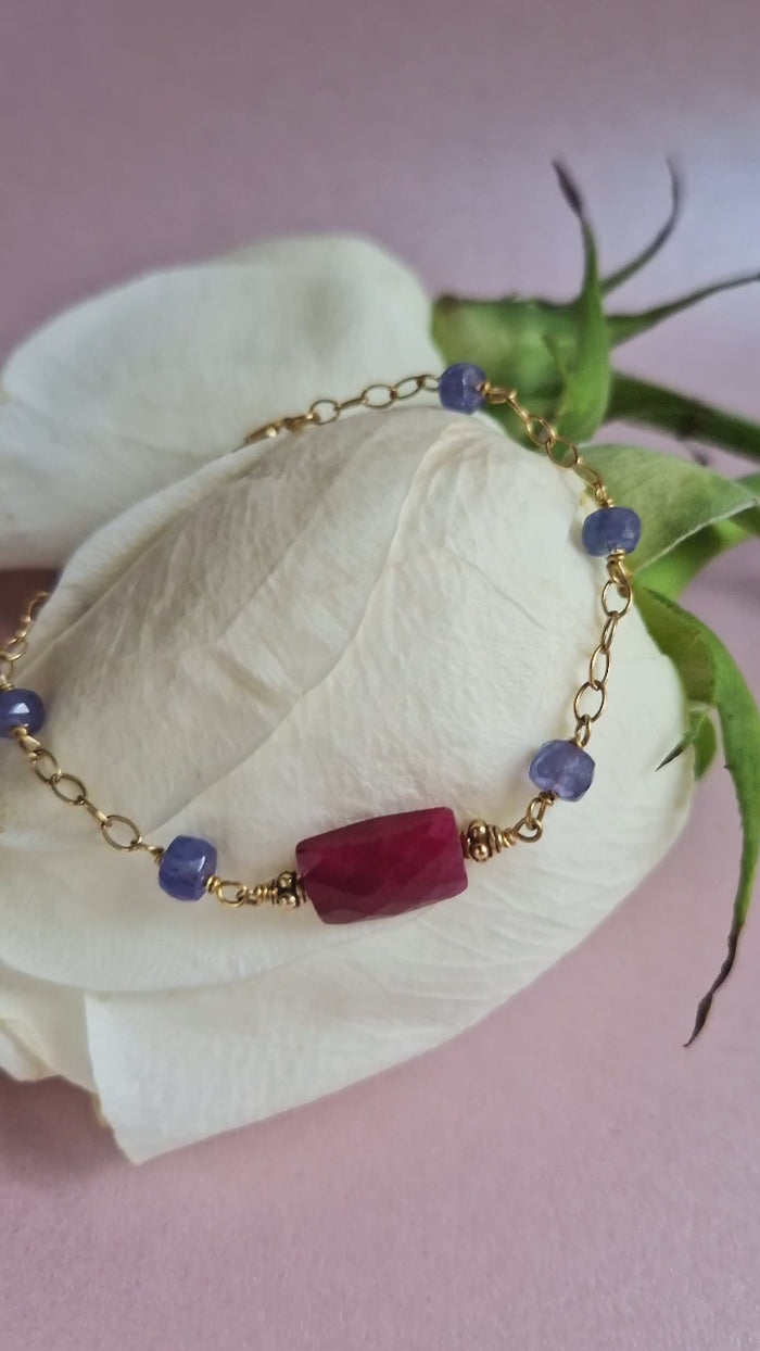 Bracciale in argento 925 con rubino e tanzanite