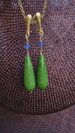 Orecchini donna a clip con tanzanite e giada