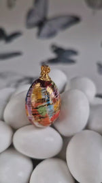 Collana in argento con pendente in ceramica dipinta oro 24k