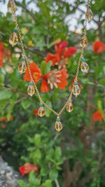 Collana con pendenti di quarzo citrino e smeraldi naturali