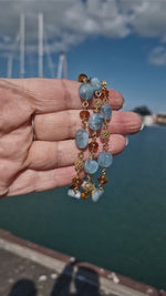 Bracciale multifilo con acquamarina e quarzo citrino