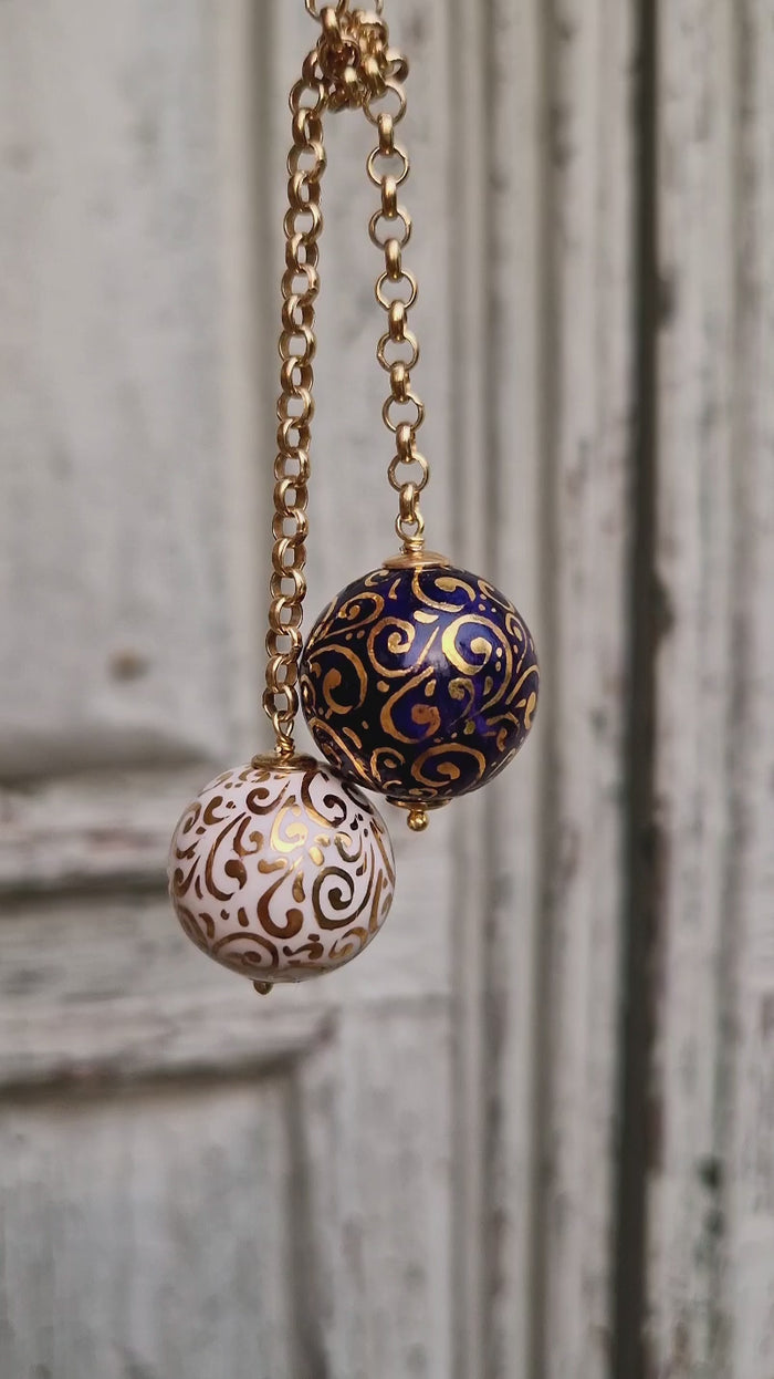 Collana trasformabile con ceramica dipinta oro zecchino