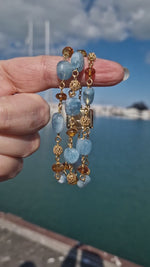 Bracciale multifilo con acquamarina e quarzo citrino