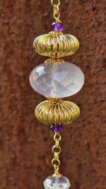 Collana in argento con quarzo rosa, ametista e cristallo di rocca