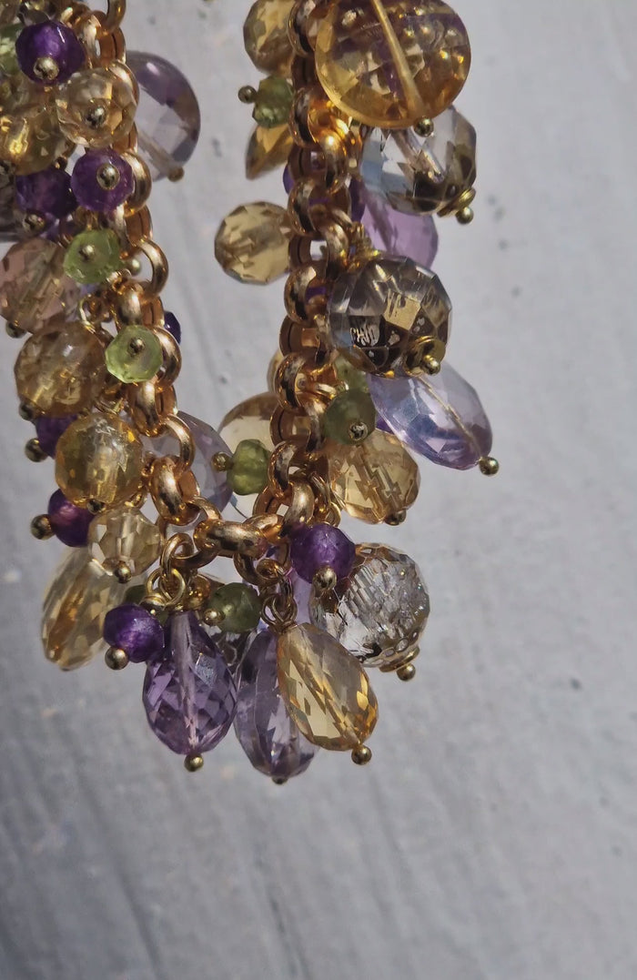 Collana con topazio, peridoto, ametista, quarzo e cristallo di rocca