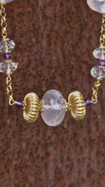 Collana in argento con quarzo rosa, ametista e cristallo di rocca