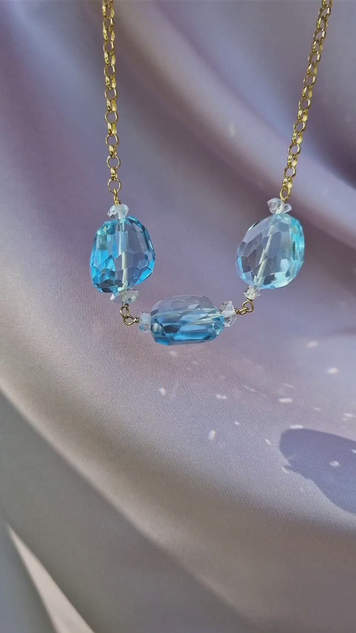 Girocollo di topazio e diamante di Herkimer
