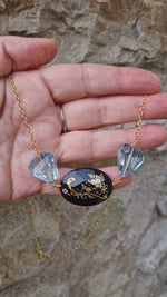 Collana con topazio e onice dipinto oro 24k
