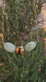 Girocollo con opale peruviano e onice dipinto con oro 24k