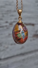 Collana in argento con pendente in ceramica dipinta oro 24k