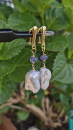 Orecchini a clip con perle barocche e tanzanite