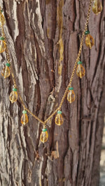 Girocollo con le gocce di quarzo citrino e smeraldi naturali