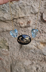 Collana con topazio e onice dipinto oro 24k