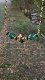 Girocollo con malachite e onice dipinto oro 24k