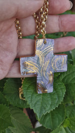 Girocollo con pendente in ceramica dipinta a mano con oro 24k