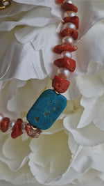 Bracciale con corallo perle e turchese