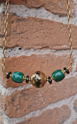 Girocollo con malachite e onice dipinto oro 24k