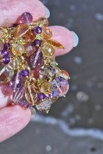 Collana con topazio, peridoto, ametista, quarzo e cristallo di rocca