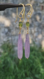 Orecchini a goccia con ametista e peridoto