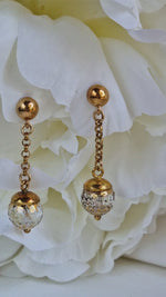 Orecchini a perno in argento 925 con cristallo di rocca dipinto oro 24k