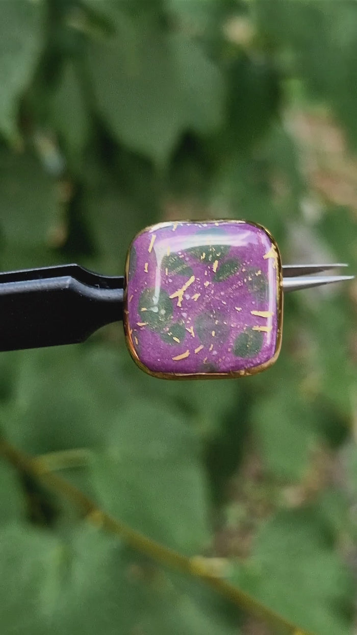 Orecchini a clip di ceramica dipinta oro 24k