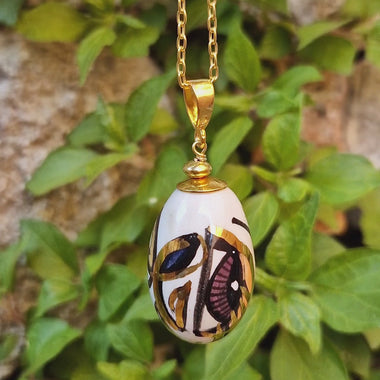 Girocollo con pendente in ceramica dipinta oro 24k