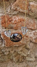Collana con topazio e onice dipinto oro 24k