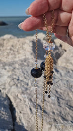 Collana Sautoir con onice e cristallo di rocca