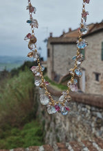 Collana con topazio, peridoto, ametista, quarzo e cristallo di rocca