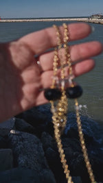 Collana Sautoir con onice e cristallo di rocca