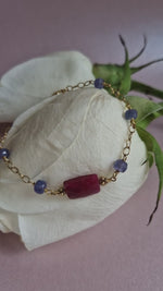 Bracciale in argento 925 con rubino e tanzanite
