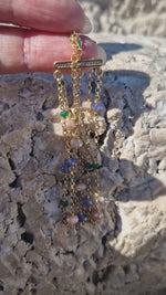 Bracciale multifilo con smeraldo, tanzanite e pietra di luna