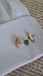 Gemelli da polso con madreperla e agata verde