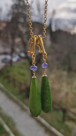 Orecchini donna a clip con tanzanite e giada