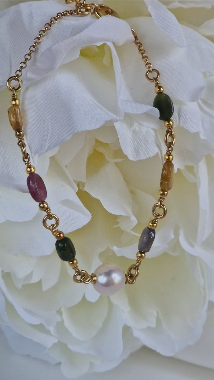 Bracciale con tormaline e perla