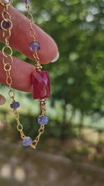 Bracciale in argento 925 con rubino e tanzanite