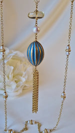 Collana lunga con perle e ceramica dipinta oro 24k
