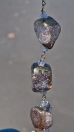Collana con turchese naturale e cristallo di rocca dipinto oro 24k