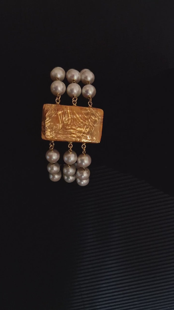 Bracciale multifilo con perle e ceramica dipinta oro 24k