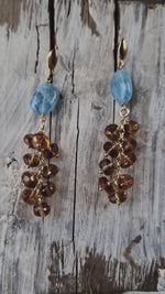 Orecchini a perno con acquamarina e quarzo citrino