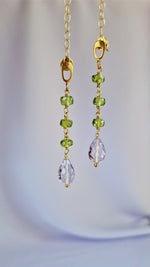 Orecchini pendenti con peridoto e ametista