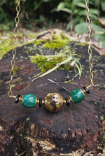 Girocollo con malachite e onice dipinto oro 24k